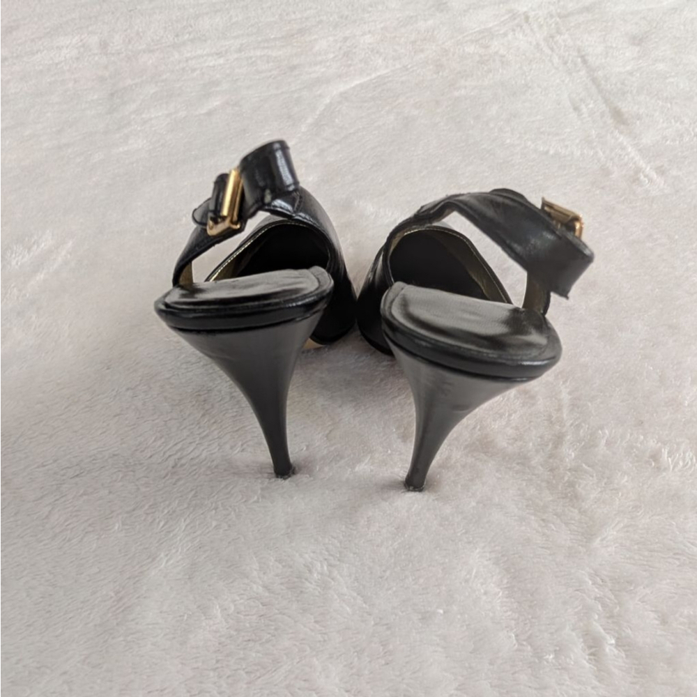 Frederick's of Hollywood Vintage Black Gold Slingback Heels - Size 5 - Picture 4 of 9